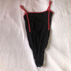 red and black boohoo bodysuit